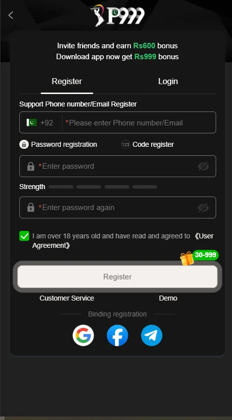 P999 Game Register