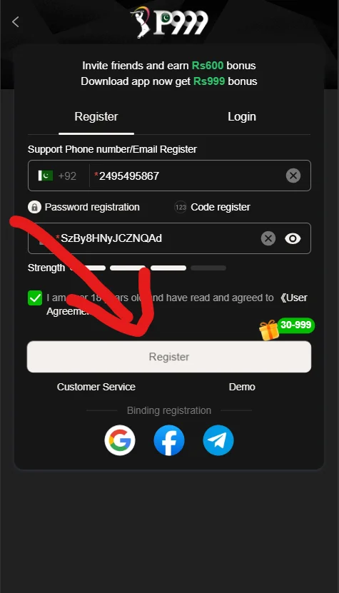P999 Game Register
